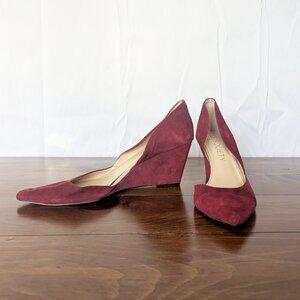 Sole Society Crimson Red Suede Pointed Toe Wedge